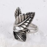Simple Natural Leaf Silver Stainless Steel Women's Ring丨K07151 - Image 7