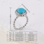 Vintage Round Gemstone Stainless Steel Women's Waterproof Ring丨K0186 - Image 3