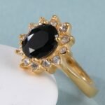 Stylish Black Gemstone Flower-Shaped Stainless Steel Women's Ring丨BL504J - Image 5