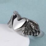 Heart and Wings Design Silver Unisex Stainless Steel Ring丨G002749 - Image 5