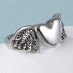 Heart and Wings Design Silver Unisex Stainless Steel Ring丨G002749 - Image 3