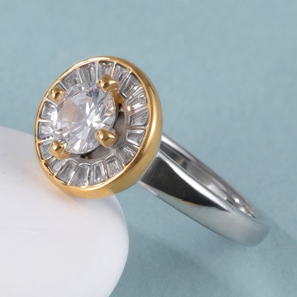 Elegant Design Round Gemstone Stainless Steel Women's Ring丨PL34G - Image 6