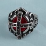 Cross-Set Ruby ​​Stainless Steel Men's Ring丨C-308 - Image 4