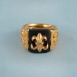 Gold Stainless Steel Ring with Black Gemstone and Cross Carving, Classic Vintage Style, Perfect Fashion Ring for Men, Ideal Gift - Image 3
