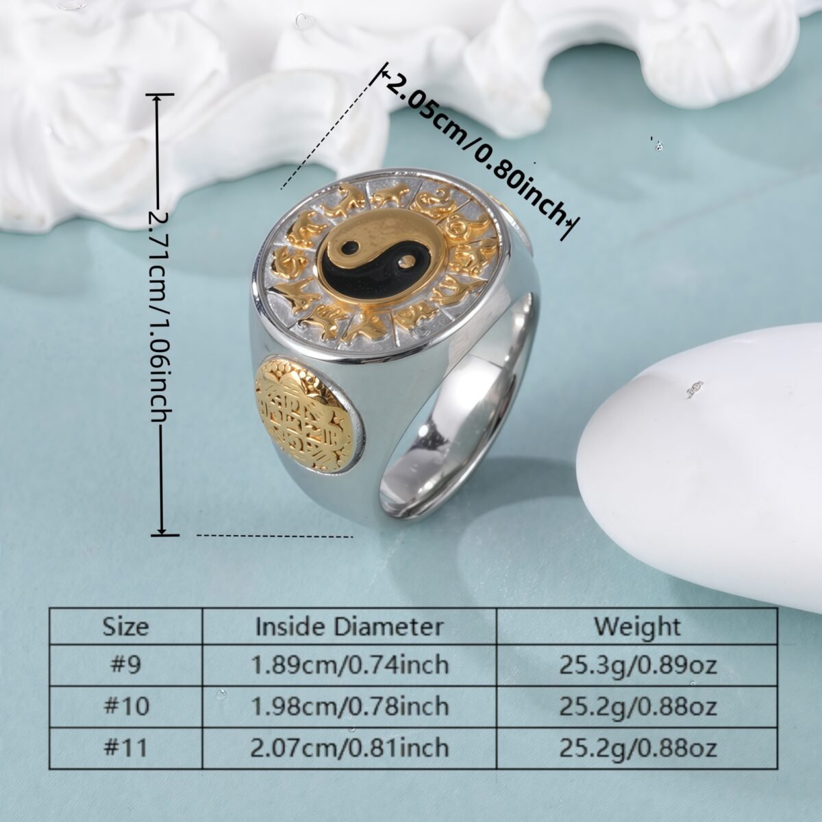 China Style Yin-Yang Tai Chi Design Stainless Steel Men's Ring丨A742J - Image 4