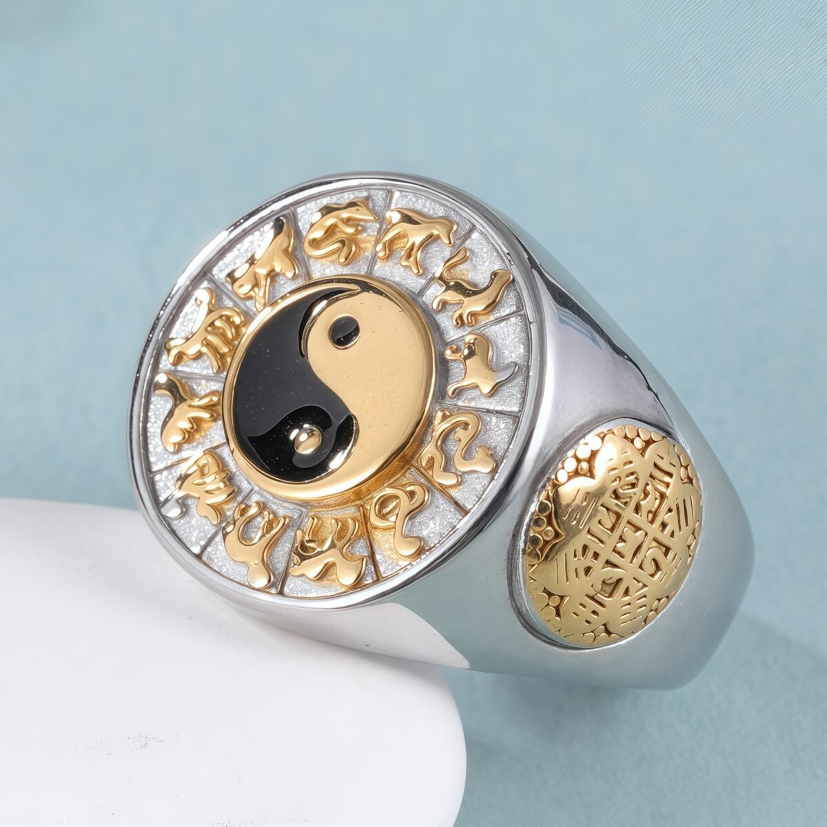 China Style Yin-Yang Tai Chi Design Stainless Steel Men's Ring丨A742J - Image 3