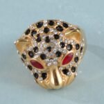 Panther Head Shining Hip Hop Inlaid Red And Black Brick Design Gold Stainless Steel Ring丨G00981 - Image 6