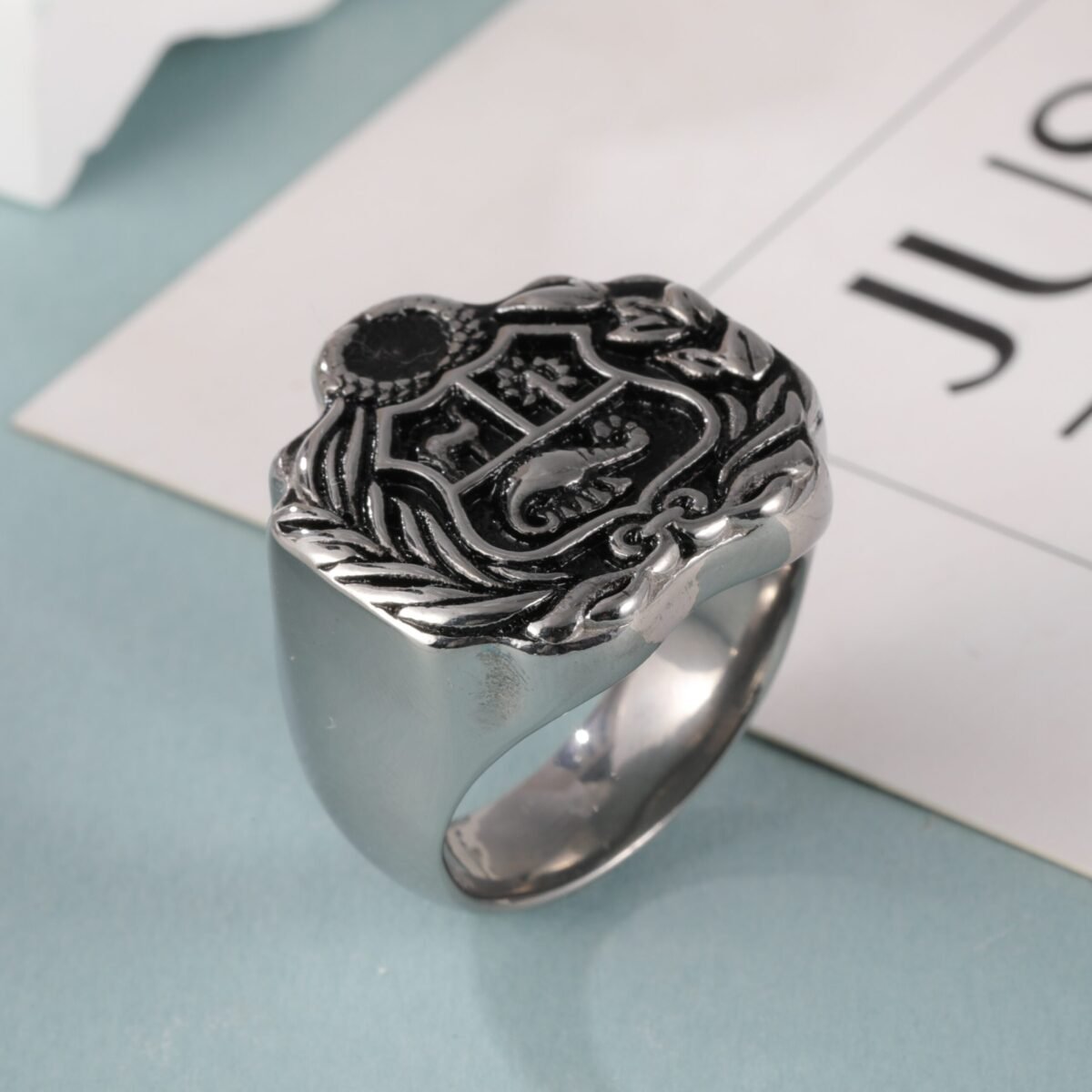 Vintage Family Crest Stainless Steel Men's Ring丨G002926 - Image 5