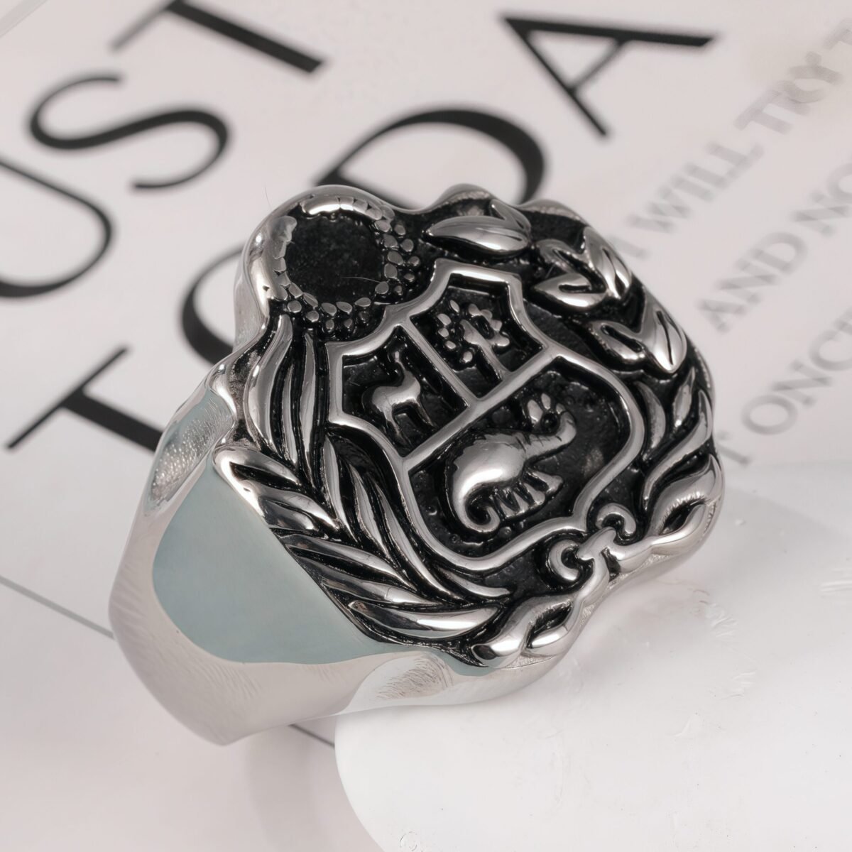 Vintage Family Crest Stainless Steel Men's Ring丨G002926 - Image 6