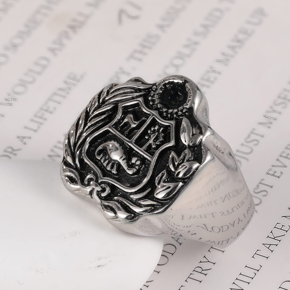 Vintage Family Crest Stainless Steel Men's Ring丨G002926 - Image 4