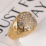 Luxury Design Gold Stainless Steel Ring With Sparkling Diamonds丨G005260 - Image 3