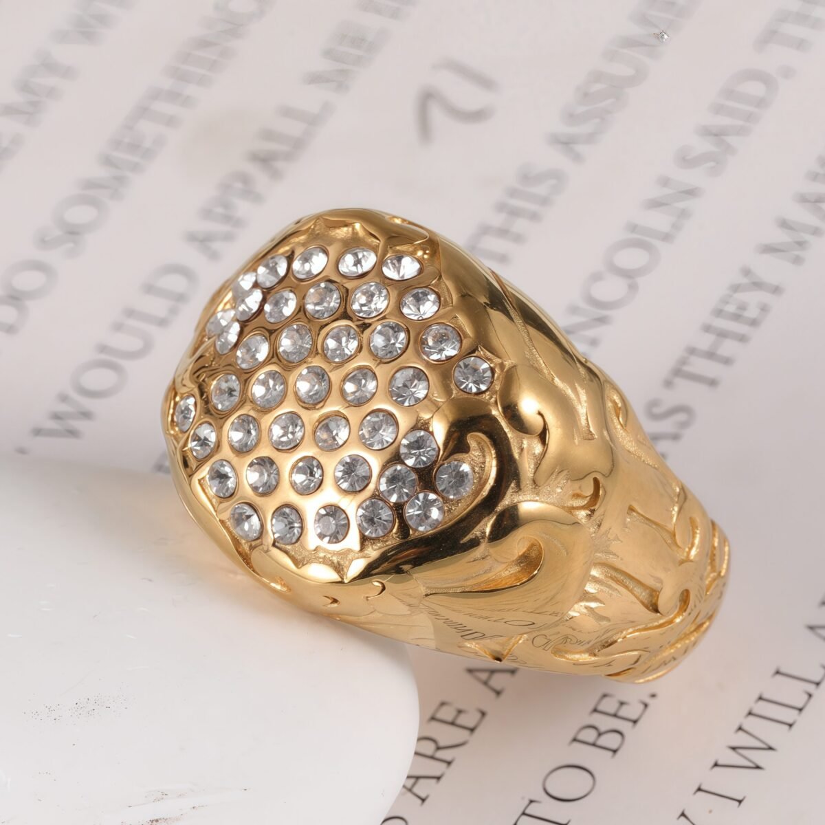 Luxury Design Gold Stainless Steel Ring With Sparkling Diamonds丨G005260 - Image 6