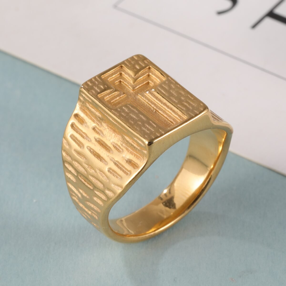 24k Gold Plated Cross Stainless Steel Men's Ring丨G002342 - Image 5