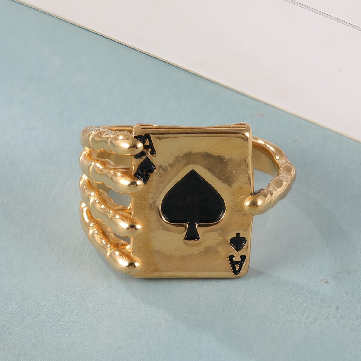 Fashionable Unique Skull Holding Playing Cards Stainless Steel Men's Ring丨G003770 - Image 7