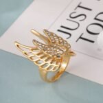 24k Gold Inlaid Crystal Wing Pattern Stainless Steel Female Ring丨C-306 - Image 6