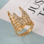 24k Gold Inlaid Crystal Wing Pattern Stainless Steel Female Ring丨C-306 - Image 5