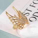 24k Gold Inlaid Crystal Wing Pattern Stainless Steel Female Ring丨C-306 - Image 7