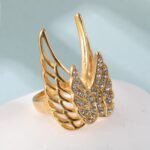 24k Gold Inlaid Crystal Wing Pattern Stainless Steel Female Ring丨C-306 - Image 4