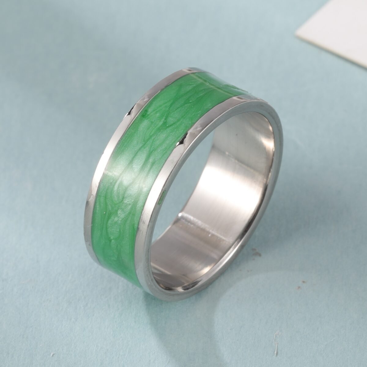 Simple Design Drip Resin Stainless Steel Ring Unisex RingحC7482 - Image 2