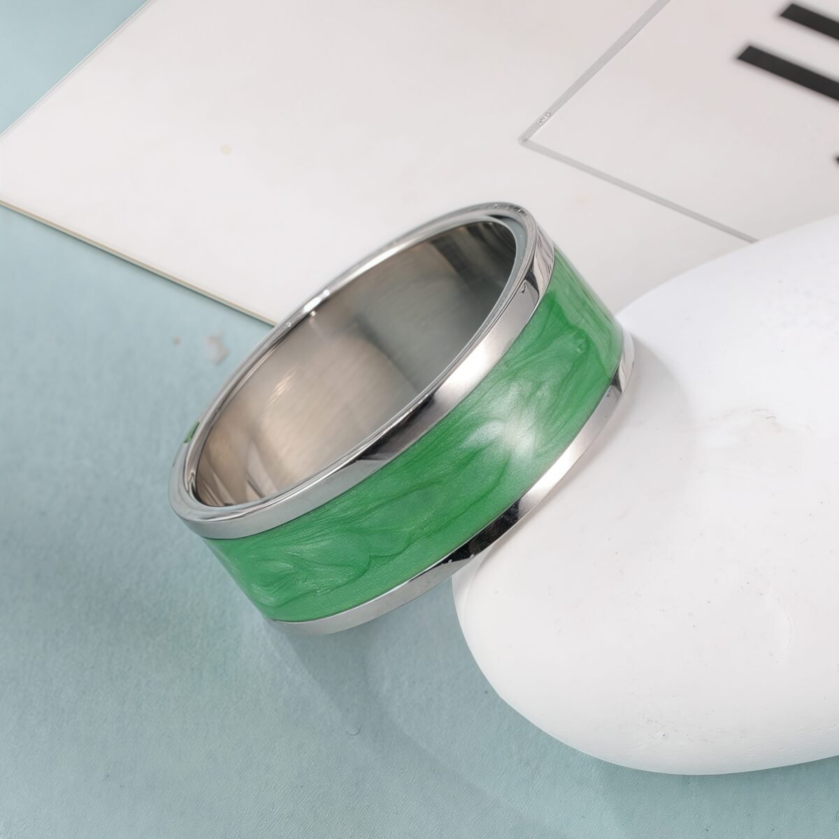 Simple Design Drip Resin Stainless Steel Ring Unisex RingحC7482 - Image 3