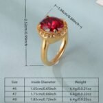 Elegant Gold Diamond-Encrusted Gemstones Stainless Steel Women's Ring丨PL50J - Image 6