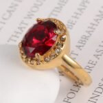 Elegant Gold Diamond-Encrusted Gemstones Stainless Steel Women's Ring丨PL50J - Image 5