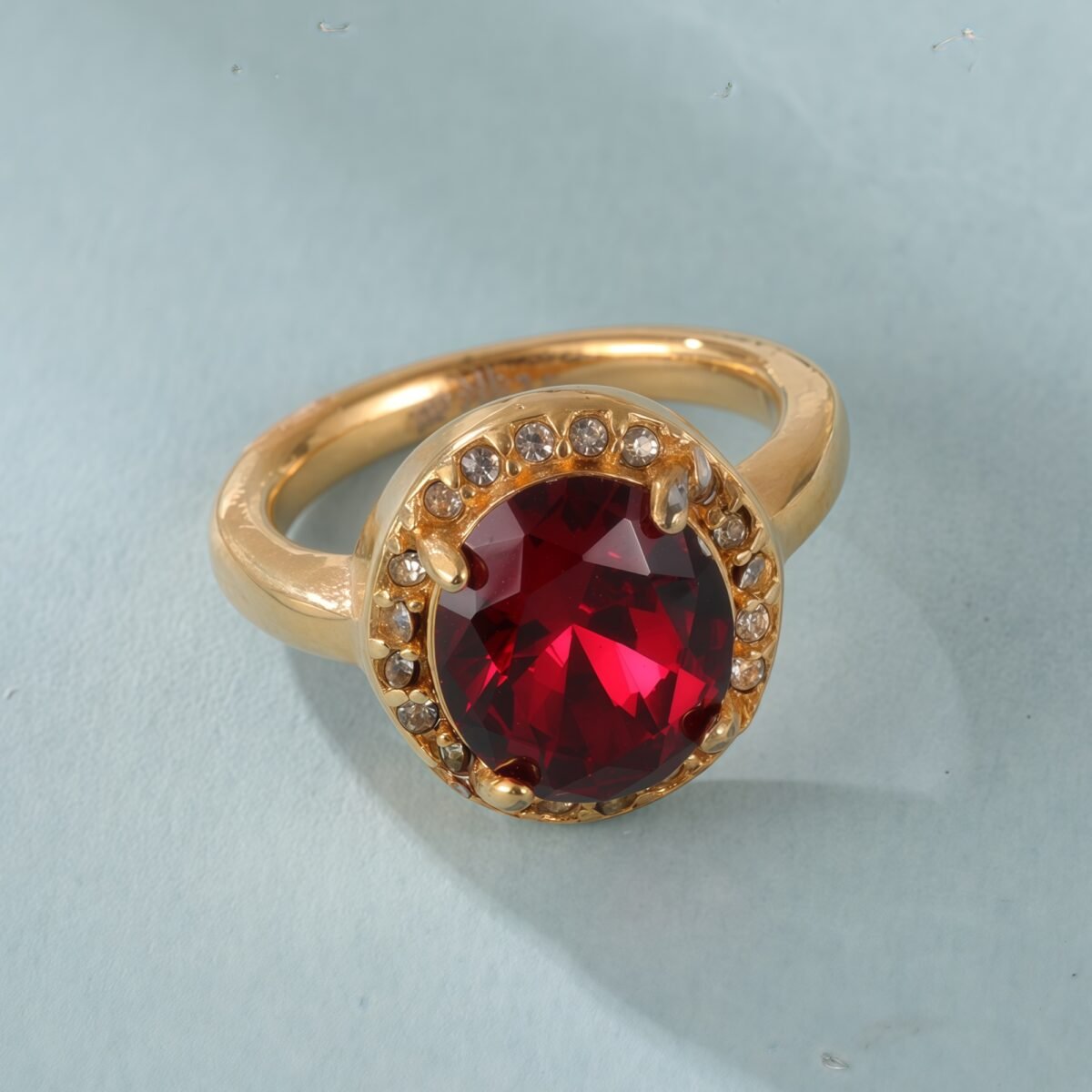Elegant Gold Diamond-Encrusted Gemstones Stainless Steel Women's Ring丨PL50J - Image 4