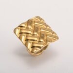 18K Gold Tone Stainless Steel Woven Pattern Square Ring for Women丨G005241 - Image 2