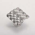 18K Gold Tone Stainless Steel Woven Pattern Square Ring for Women丨G005241 - Image 4