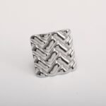 18K Gold Tone Stainless Steel Woven Pattern Square Ring for Women丨G005241 - Image 5