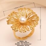 Stylish Pearl Flower Open - Women's Ring, Gold and Silver Versions | N005530 - Image 2