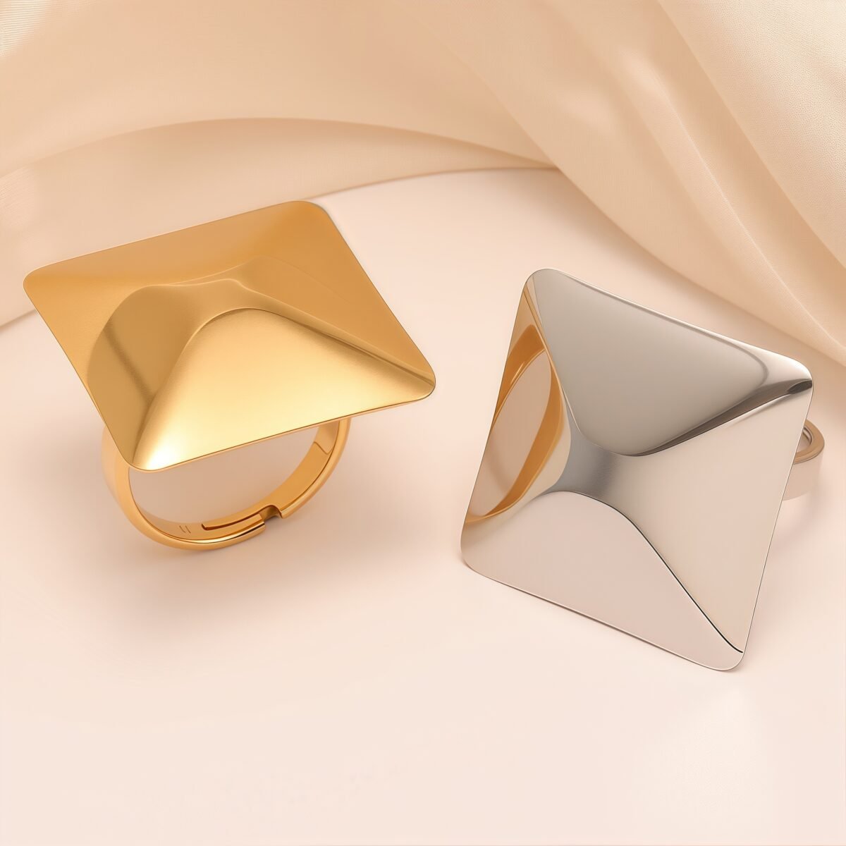 Contemporary Style Angular Square Stainless Steel Women's Ring丨G005377 - Image 1