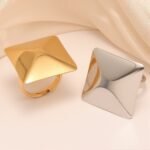 Contemporary Style Angular Square Stainless Steel Women's Ring丨G005377