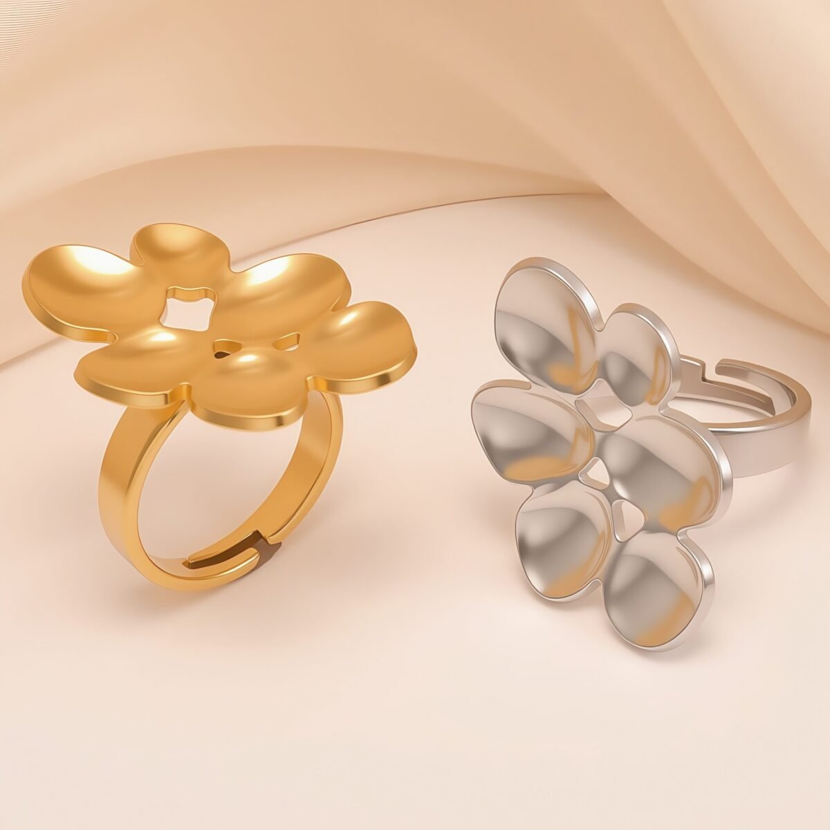 Minimalist Style Hollow Flower Stainless Steel Women's Ring丨G005948 - Image 5