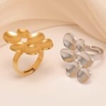 Minimalist Style Hollow Flower Stainless Steel Women's Ring丨G005948 - Image 5