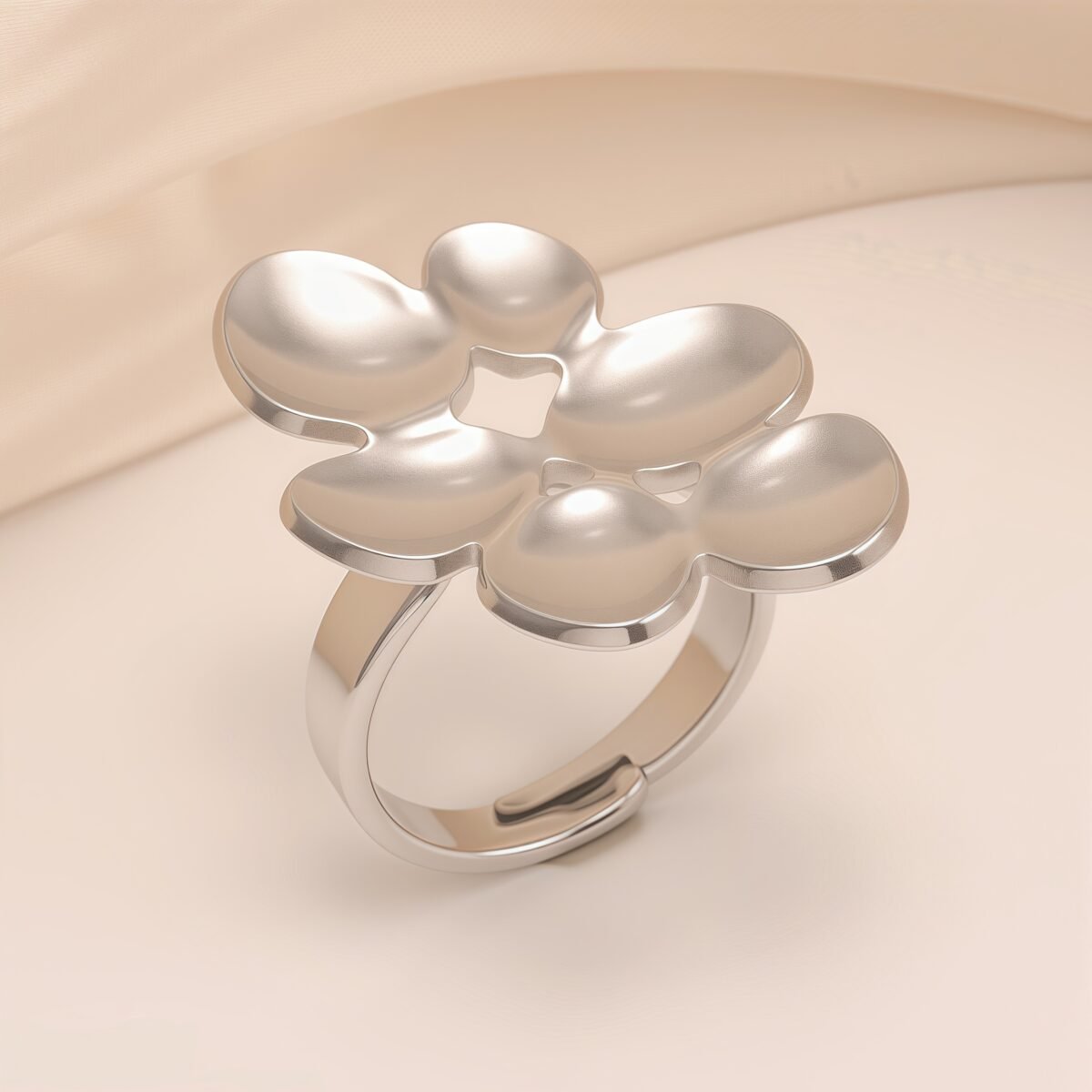 Minimalist Style Hollow Flower Stainless Steel Women's Ring丨G005948 - Image 3