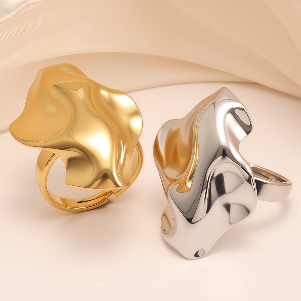 Artistic Style Wavy Stainless Steel Women's Ring丨G005540 - Image 1