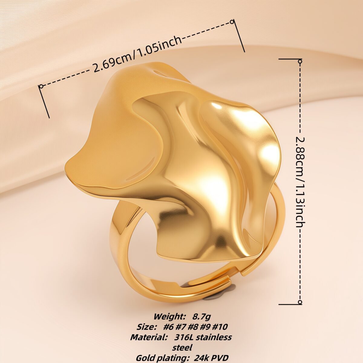 Artistic Style Wavy Stainless Steel Women's Ring丨G005540 - Image 2