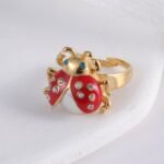 Cute lucky diamond-encrusted ladybug stainless steel Waterproof Waterproof Ring丨K007541J - Image 6