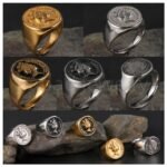 24K Gold PVD Stainless Steel Titanium Monarch's Coin Men's Ring
