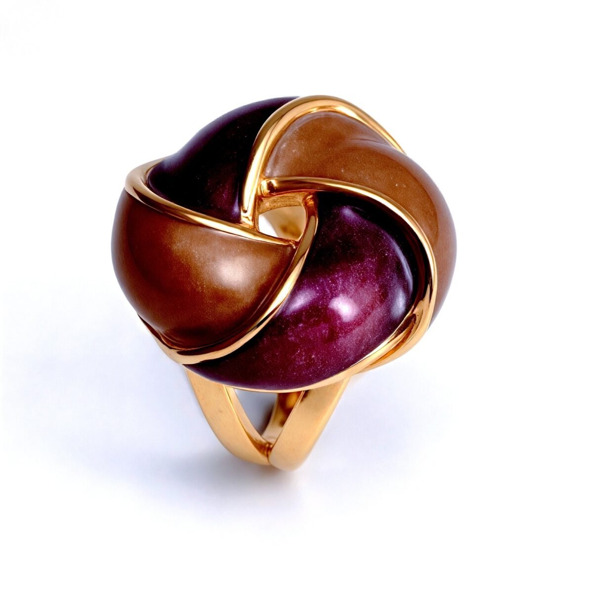 Gold - Framed Braided Colorful Gem Ring - Stylish and Personalized Jewelry | G004512JHU - Image 5
