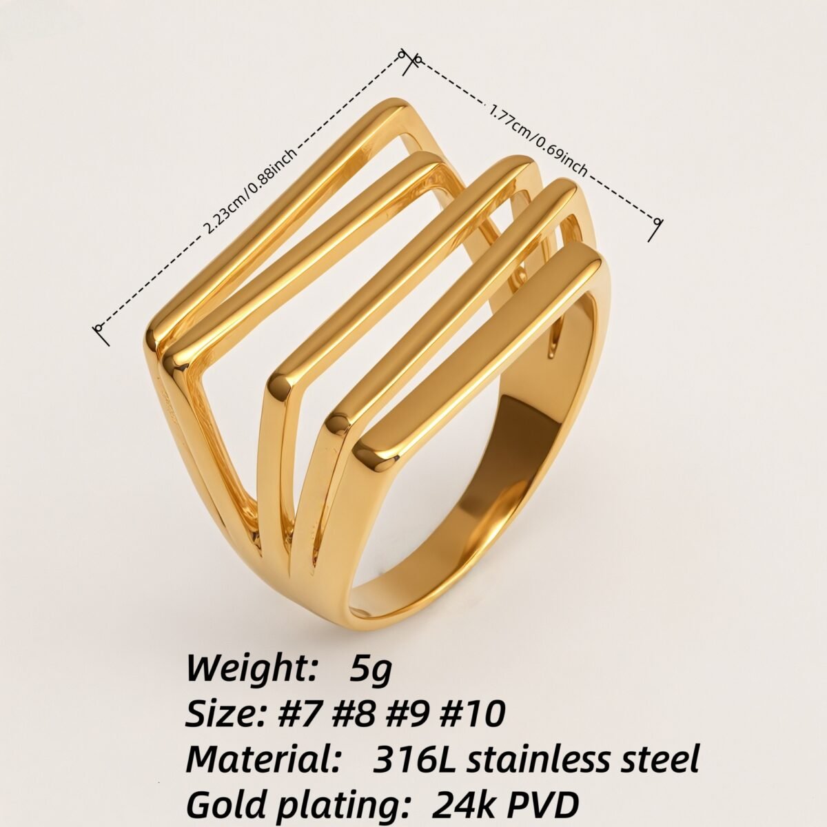 Gold/Silver Multi - Layered Line Ring - Minimalist and Stylish Jewelry | G005583 - Image 5
