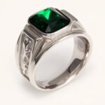 Silver - Carved Square Color - Gem Ring - Retro and Trendy Jewelry | BL135GH - Image 5