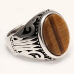 Silver - Inlaid Gemstone Carved Ring - Retro and Trendy Jewelry | K00680GH - Image 10