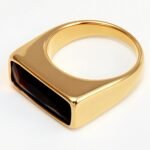 Gold - Inlaid Rectangular Gem Ring - Minimalist and Stylish Jewelry | K003723 - Image 4