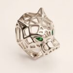 Stainless Steel Leopard Head Ring, Hollow with Green Eyes, Trendy Women's Ring丨G001002JLV - Image 3