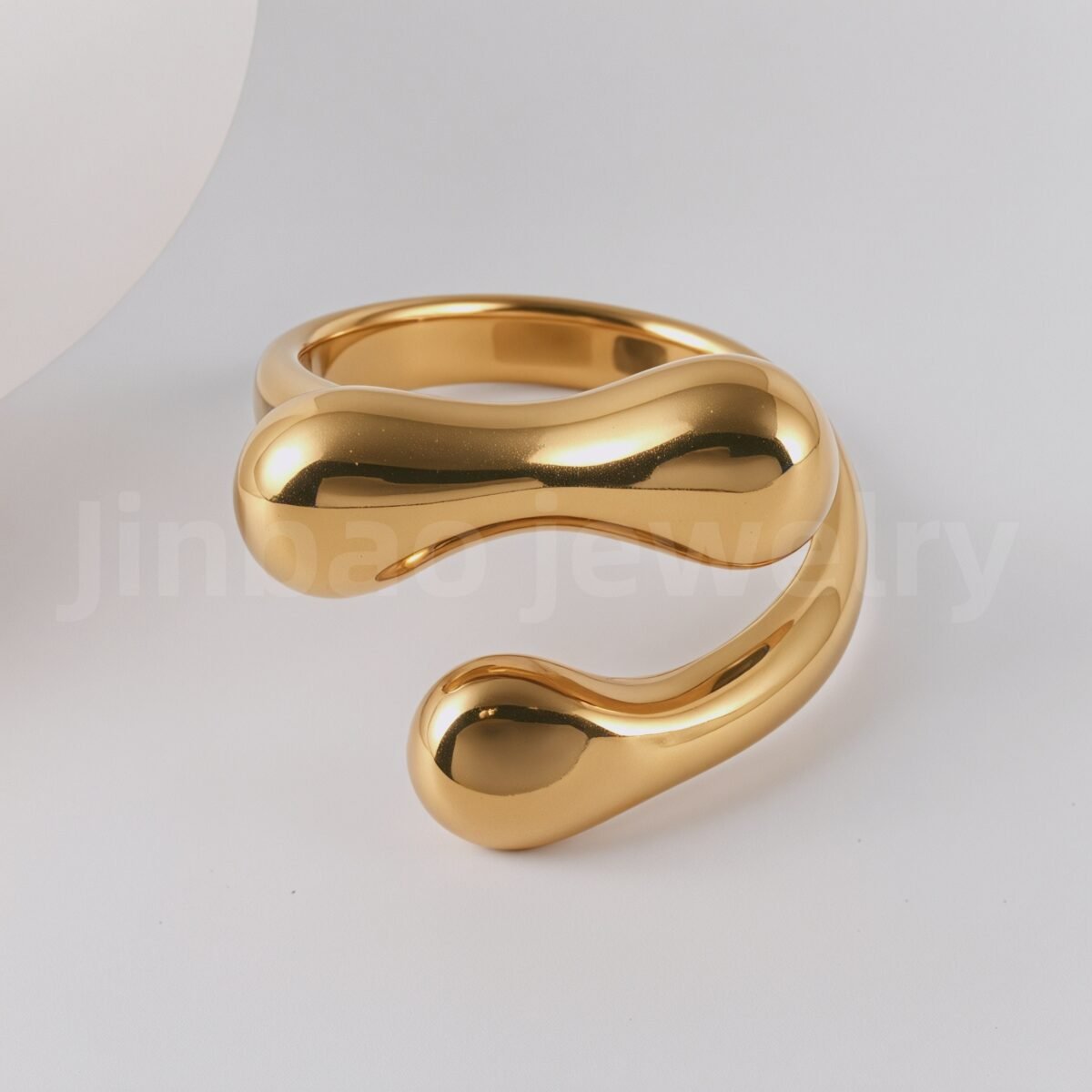 24K Gold-Plated Stainless Steel Heart Design Unique Women's Ring - Image 5