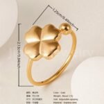 24K Gold-Plating Stainless Steel Adjustable Open Fashion Retro Women's Waterproof Ring - Image 7