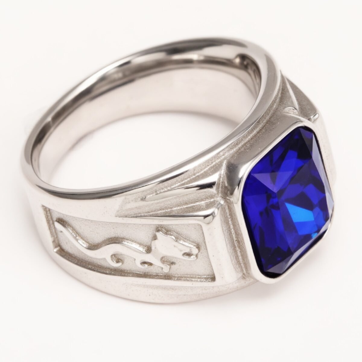 Silver - Carved Square Color - Gem Ring - Retro and Trendy Jewelry | BL135GH - Image 12