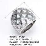 Metallic Texture Diamond - Pattern Ring - Trendy and Versatile Unisex Accessory | G003671 - Image 4